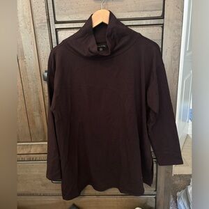 Eileen Fischer brown petite high funnel neck tunic